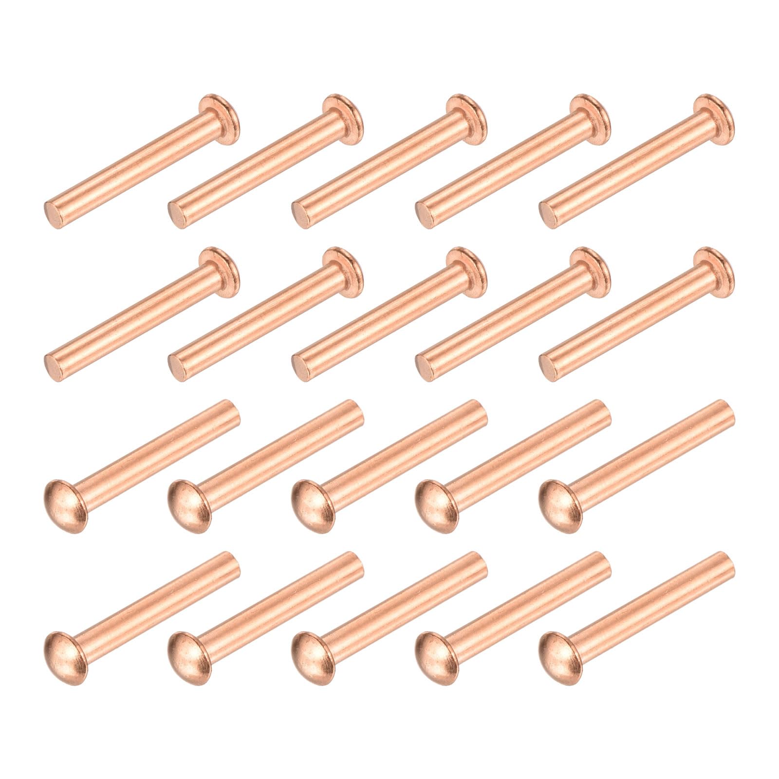 

uxcell 30 Pcs Solid Copper Rivets, 1/8 x 25/32 Round Head Rivet Metal Fasteners