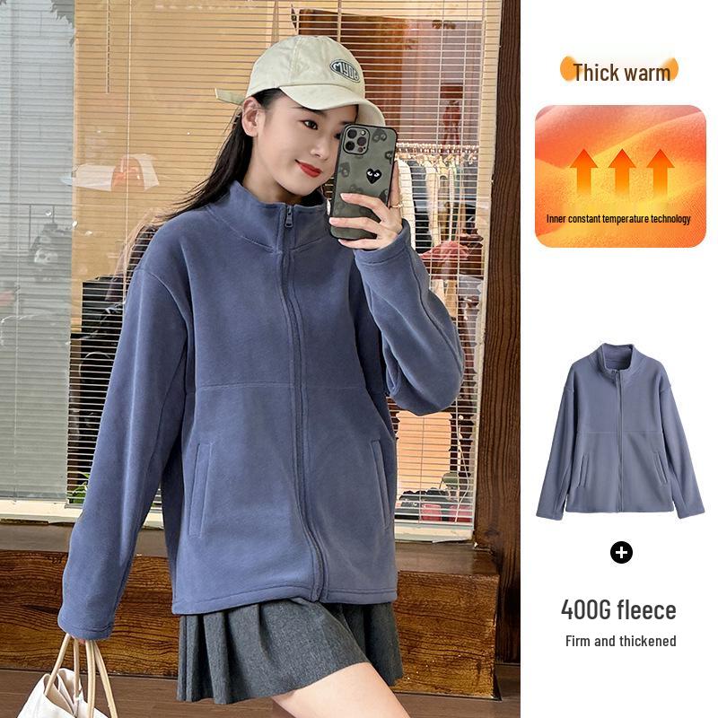 Women's Sherpa Fleece Cardigan Jacket - 2024 Spring/Autumn Collection, Thickened Inner Layer