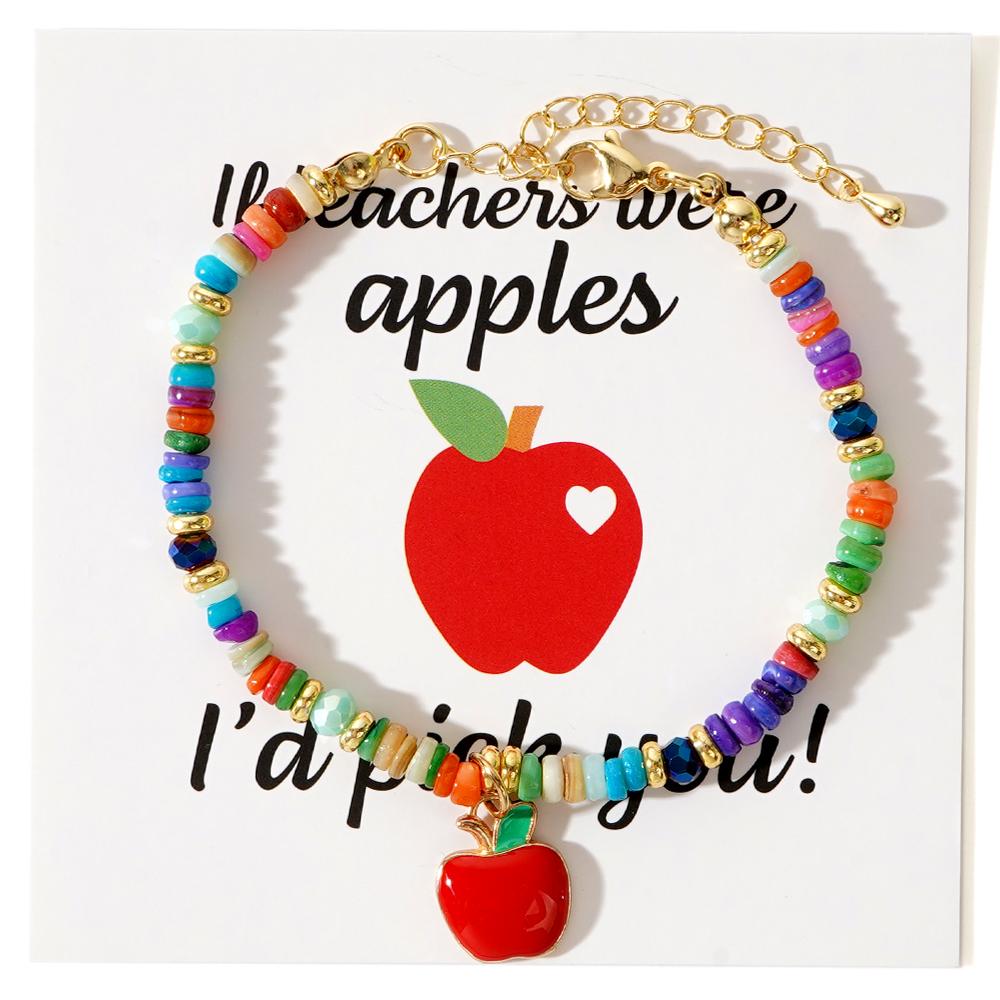 

1PC natural stone flat bead multi colored shell spacer apple Christmas bead bracelet, gift exquisite greeting card