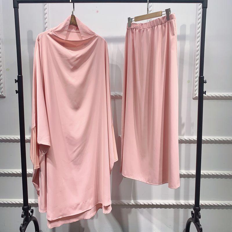 

New Arrival Ethnic Style Swing Pure Color Tops + Skirt Suit Solid Color Top + Skirt Suit Pink One size