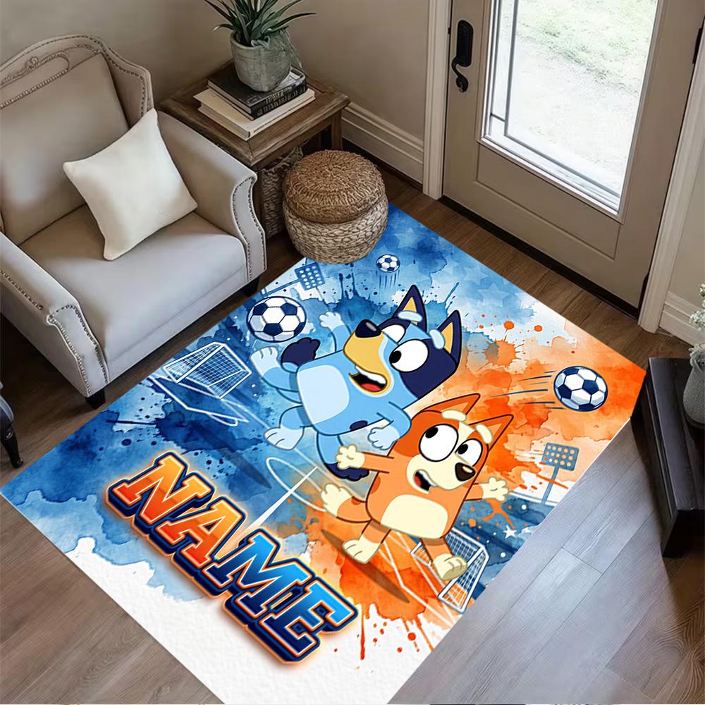 Christmas Penguins Celebration Customizable Name Floor Rug Office Rug Design for Living Rooms Dining Room Outdoor Kitchen Anti-slip Rug