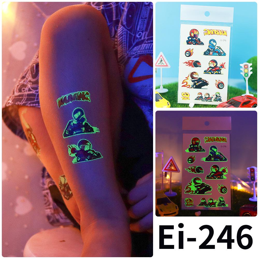 Rekalong Luminous Waterproof Racing Car Tattoo Stickers for Night Parties