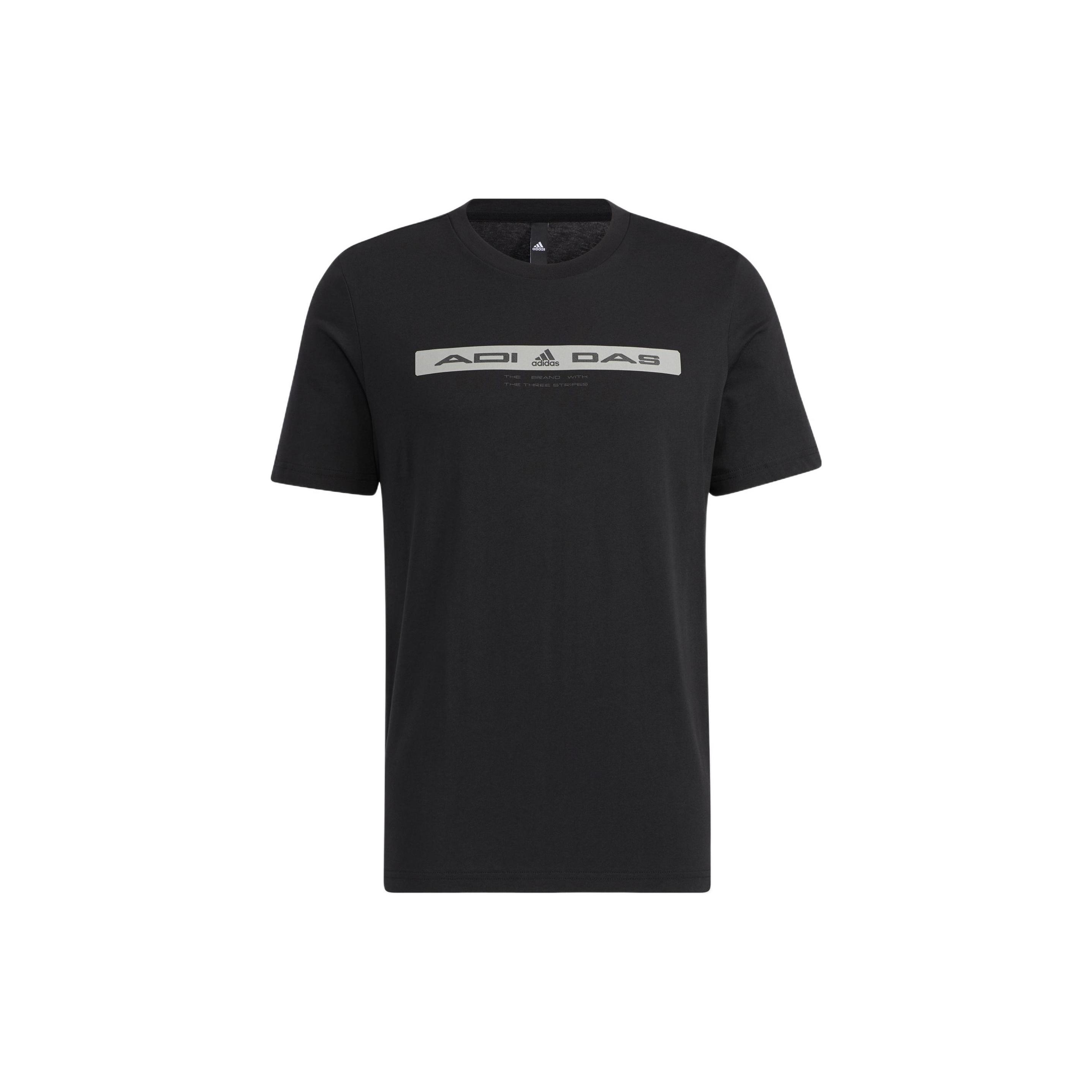 adidas Alphabet Pattern Printing Round Neck Short Sleeve Black Men s HE9944 M