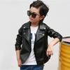 Kids Clothing Spring Autumn Winter Boys and Girls Leather Jacket Lapel Middle and Small Kid's Motorcycle Tops
