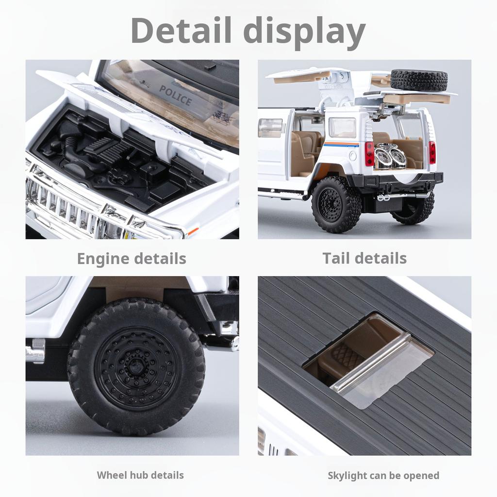 1:32 Extended Hummer Alloy Police Car Model Diecast Metal Toy Cars with Pull Back Sound and Light boys gift collectibles