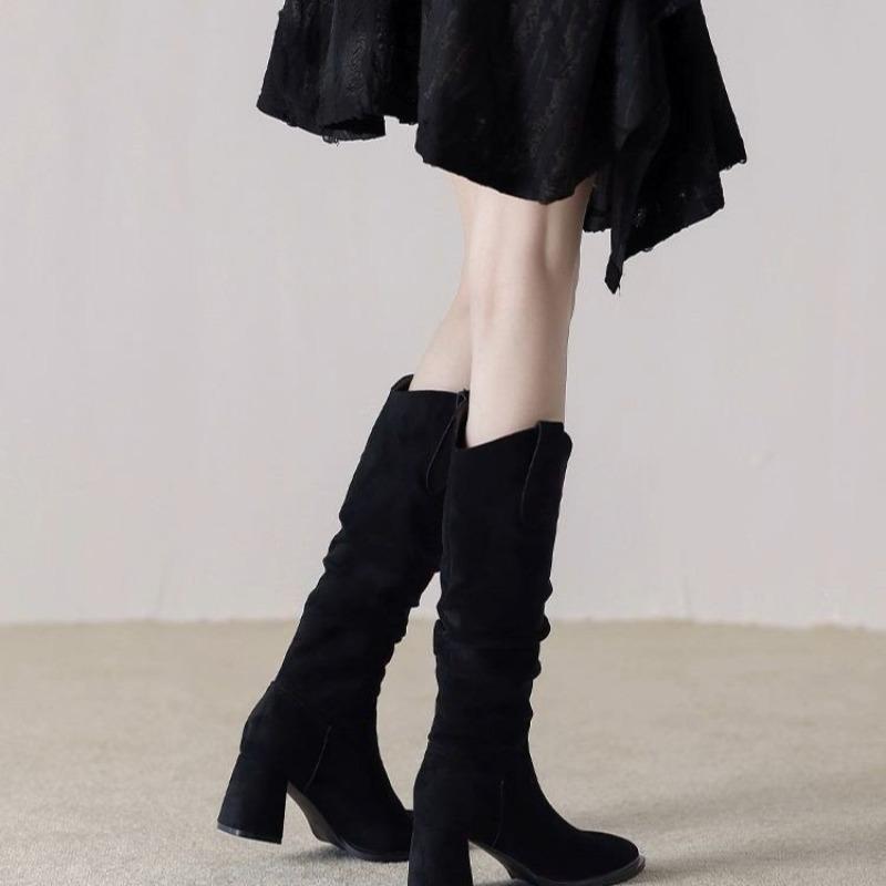Fashion High Heels Women Fall Winter 2025 New Knee Boots Plus Size Tall Boots