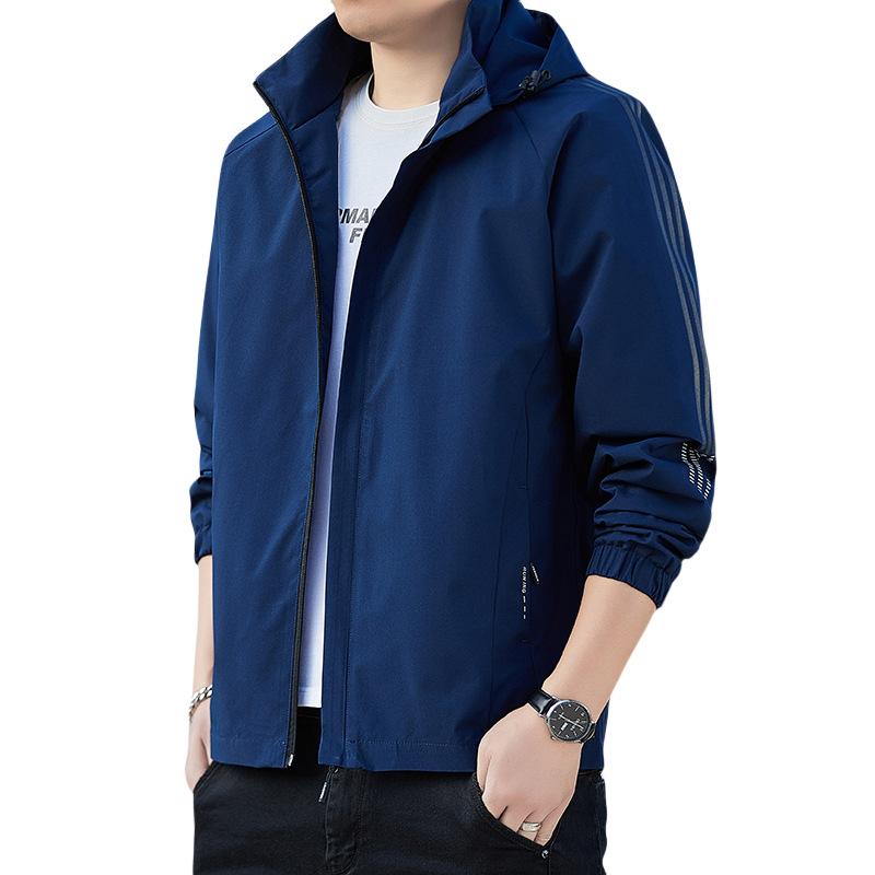 Hooded jacket men's spring new jacket top spring and autumn casual versatile green large size jacket for men