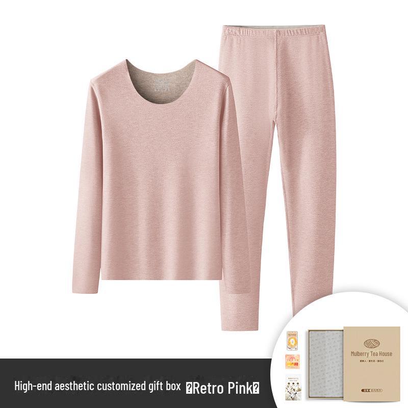 Set dámského termoprádla z hedvábné vlny – jednobarevné, plus sametové, husté na podzim/zimu.