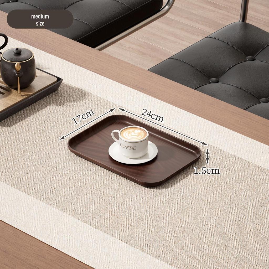 Imitation Wood Grain Rectangular Tea Tray for Water Cups and Dessert Plates