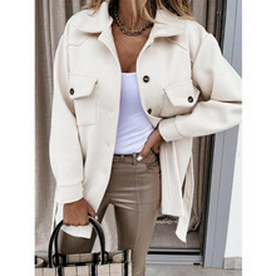 

Elegant Women s Slim Wool Coat - Autumn/Winter Casual Solid Color Outerwear Extra Extra Extra Large