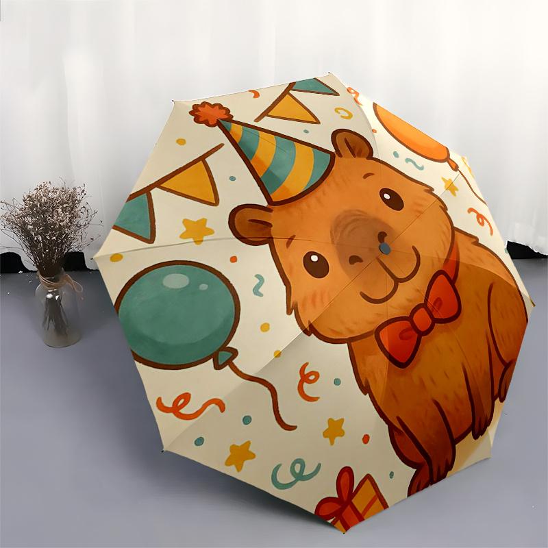 Capybara Themed Travel Umbrella-8 Ribs Automatic Opening and Closing, Portable Folding Design, Compact and Stylish Umbrella Suitable for Out