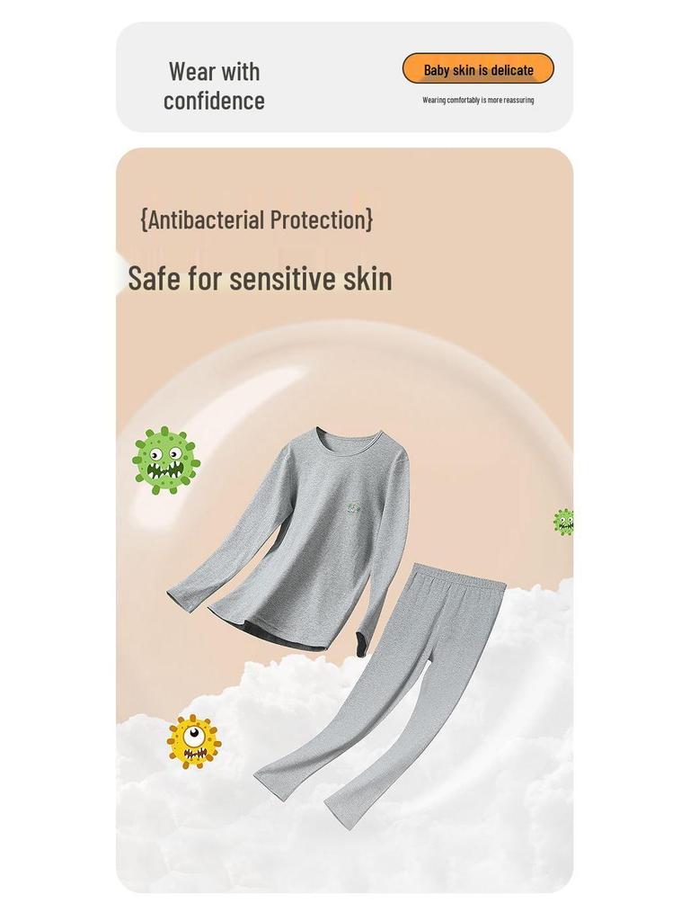 Hodo Kids' 7A Antibacterial Cotton Autumn Base Layer Set - Comfortable and Versatile for Boys & Girls