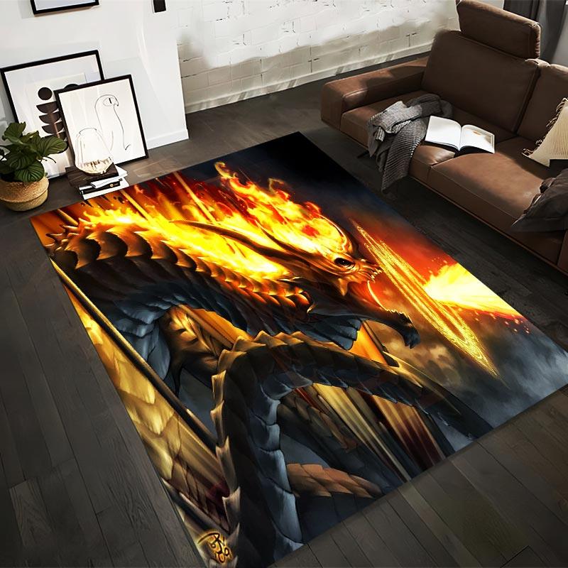 

Fiery Dragon Artwork Printed Carpet with Flame Graphic Design in Fantasy Style Suitable for use as an anti-slip1 for1room and bedroom sofas 40x60cm( 15x23in )