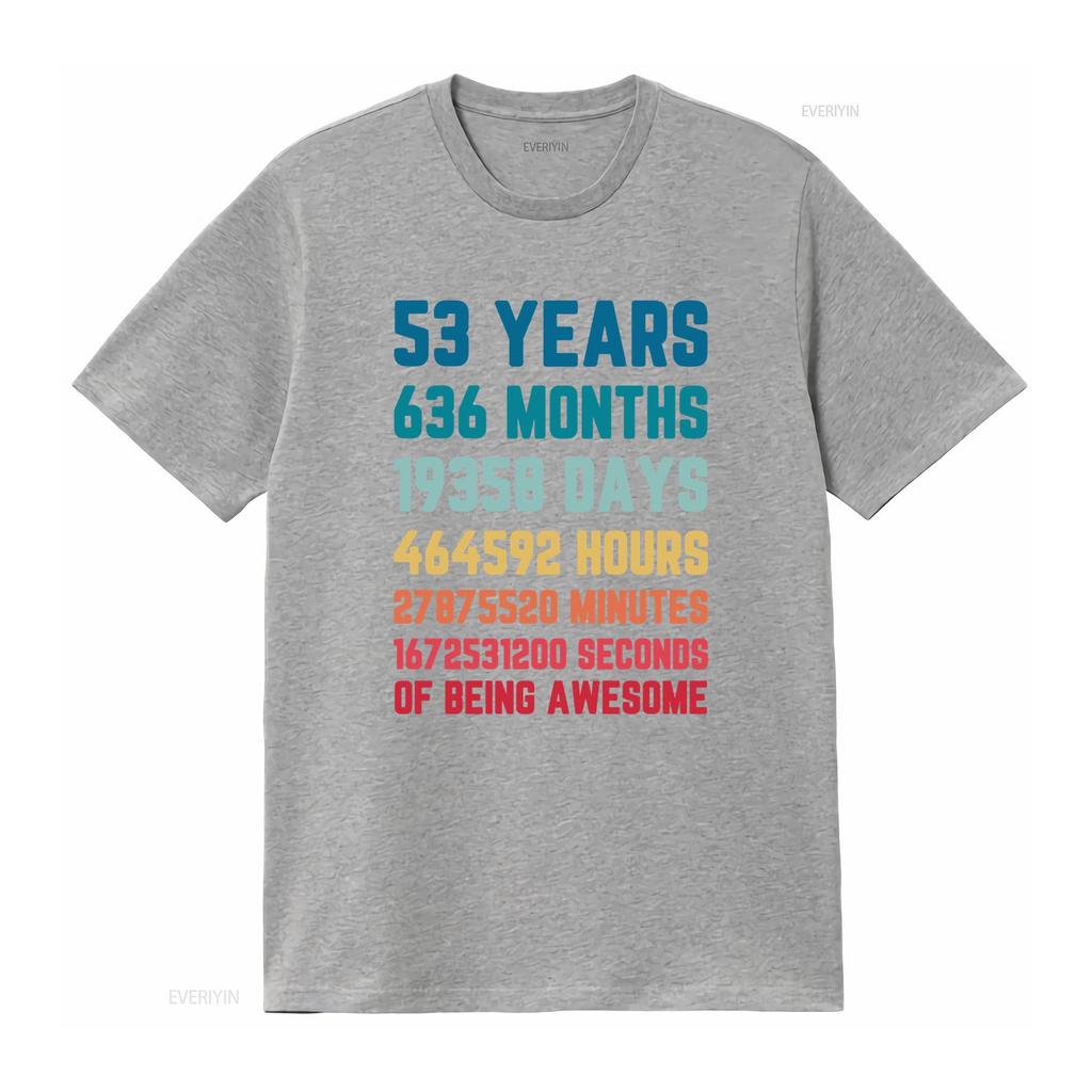 53 Jahre 636 Monate 19358 Tage Herren T-Shirt 100% Baumwolle 53. Geburtstag vintage gewaschen leicht lässig stilvoll Unisex