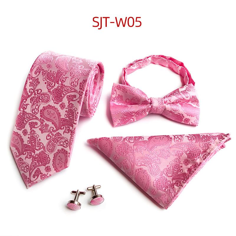 Men'S Waist Tie, Bow Tie, Pocket Towel, Cuff 4-Piece Set, Wedding Gift At Work