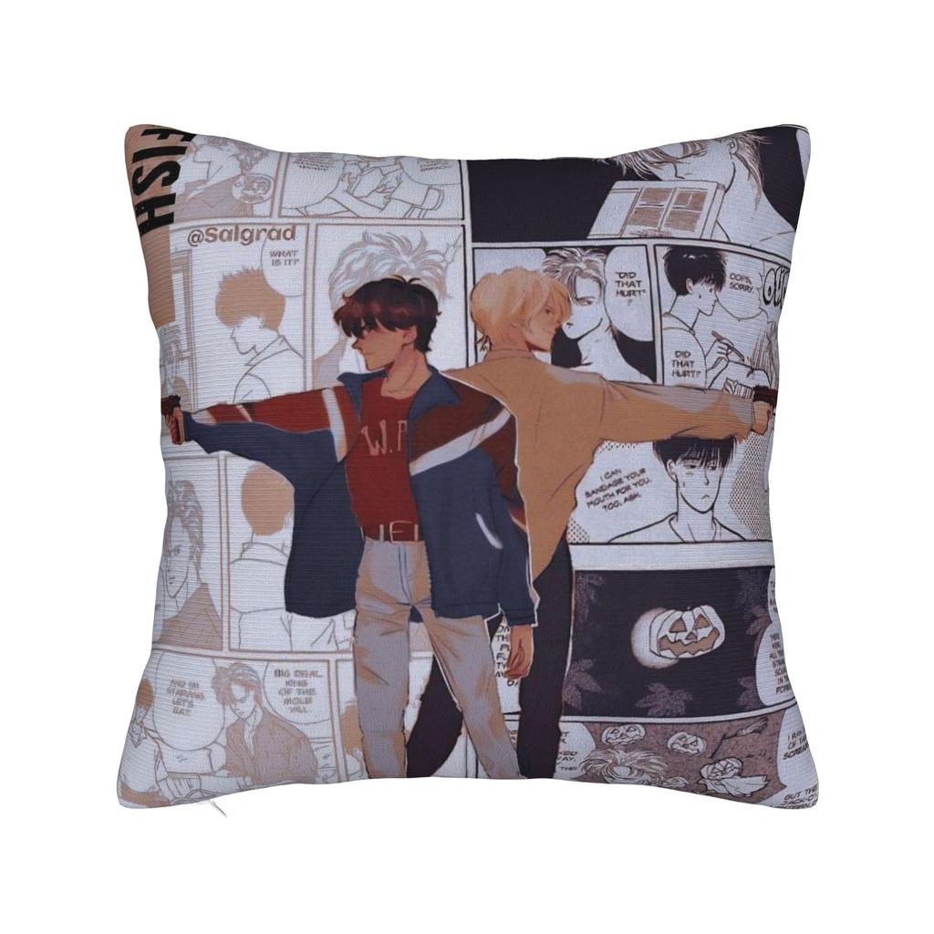 Dekoracyjne Poszewki na Poduszki Banana Fish Akcesoria Anime Poszewka na Poduszkę do Łóżka Pokrowiec na Poduszkę z Zamkiem Błyskawicznym Wielorazowego Użytku
