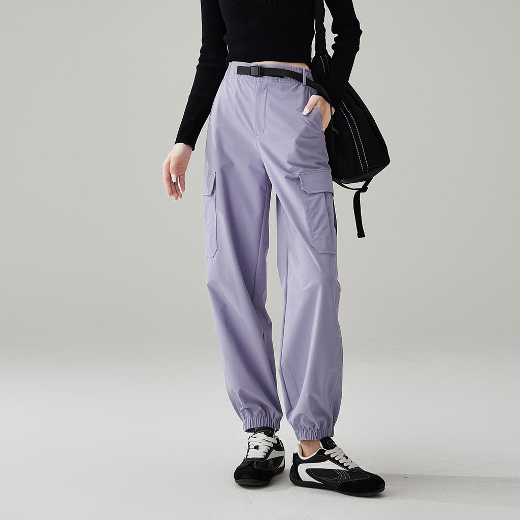 Buckle Woven Sports Casual Pants for Women