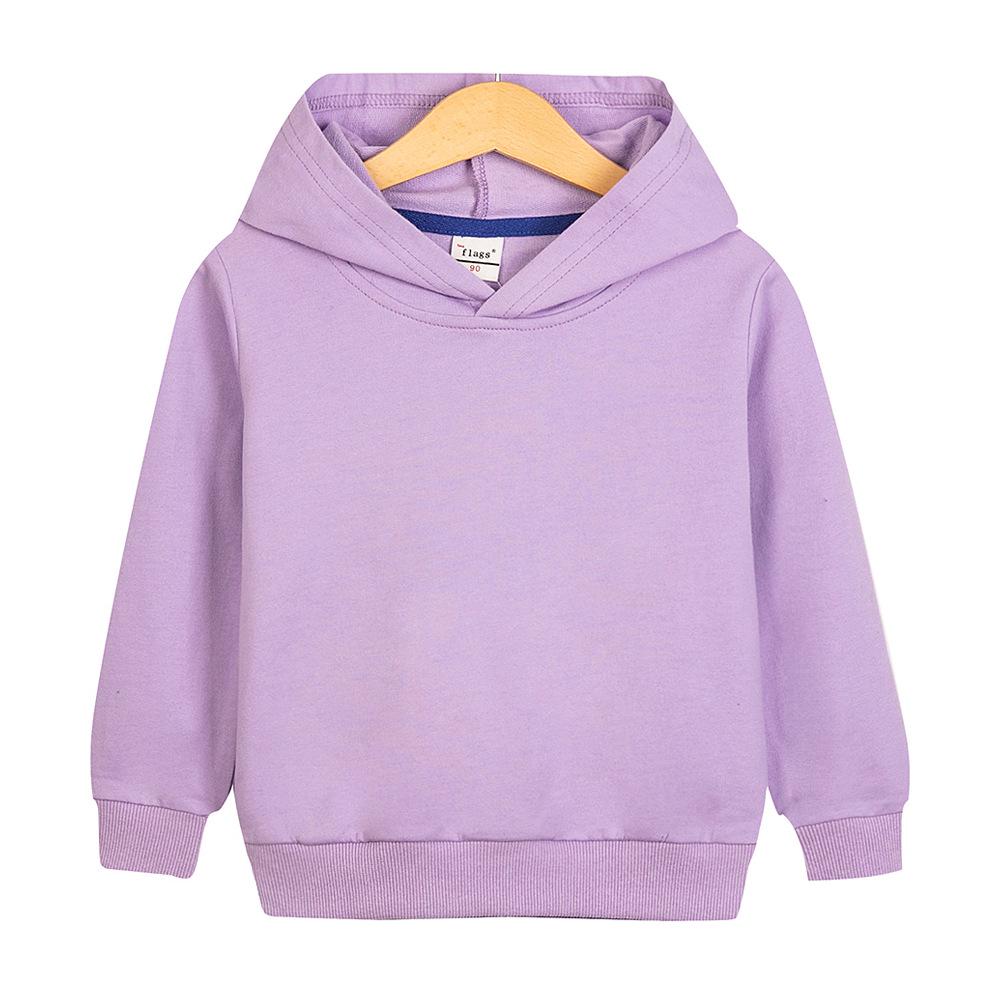 Autumn/Winter Solid Color Hooded Sweatshirt for Kids, Casual Top/Outerwear, Custom Patterns Available