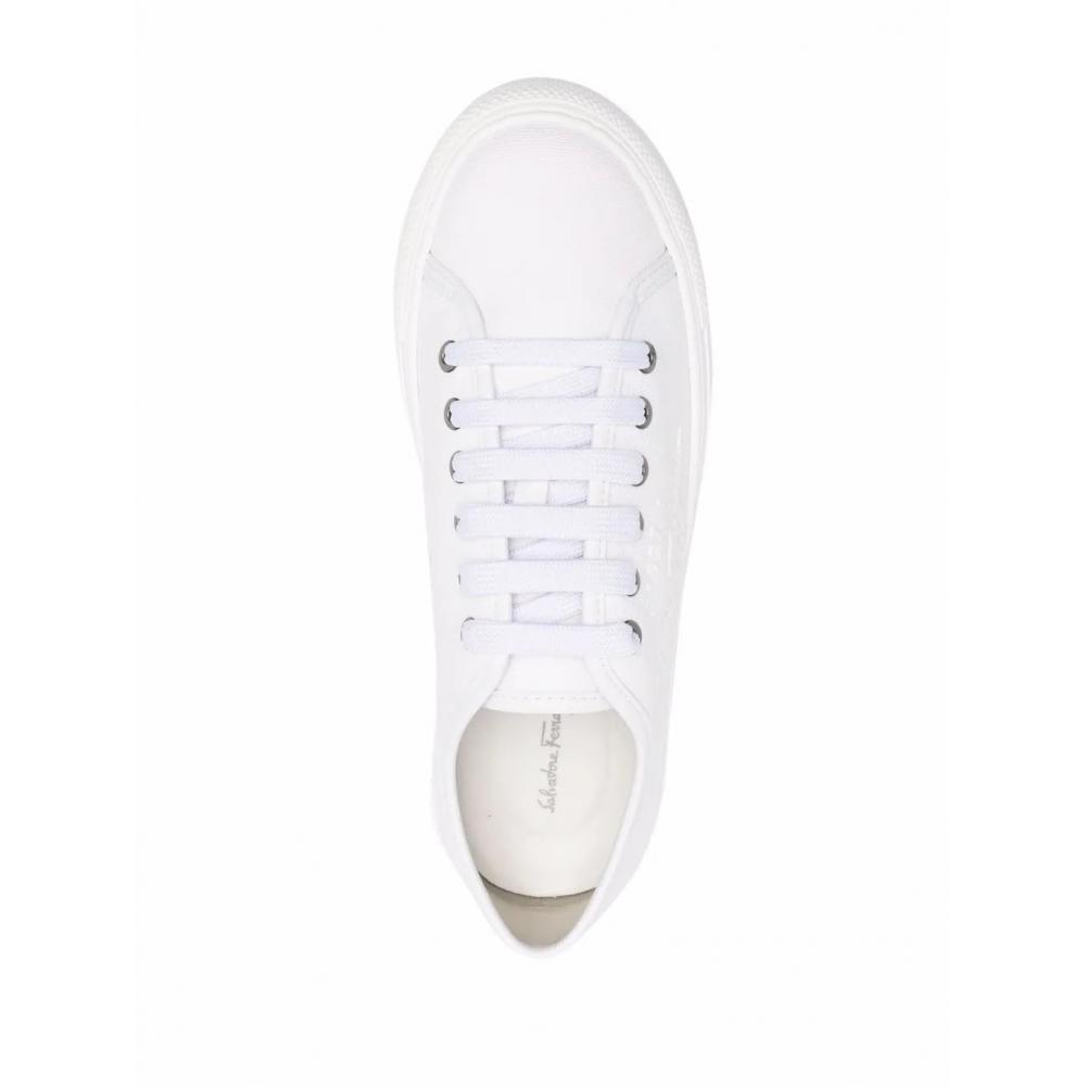 Salvatore Ferragamo Ferragamo Embossed Logo Low Top Sneakers White