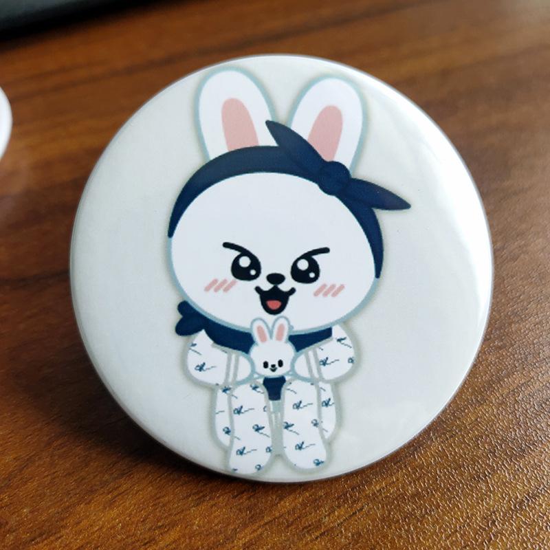 Stray Kids SKZOO Cartoon Character Pocket Mirror Keychain Portable Cute Mini Cosmetic Makeup Mirror Bag Charm Kpop Fan Merchandise Gift