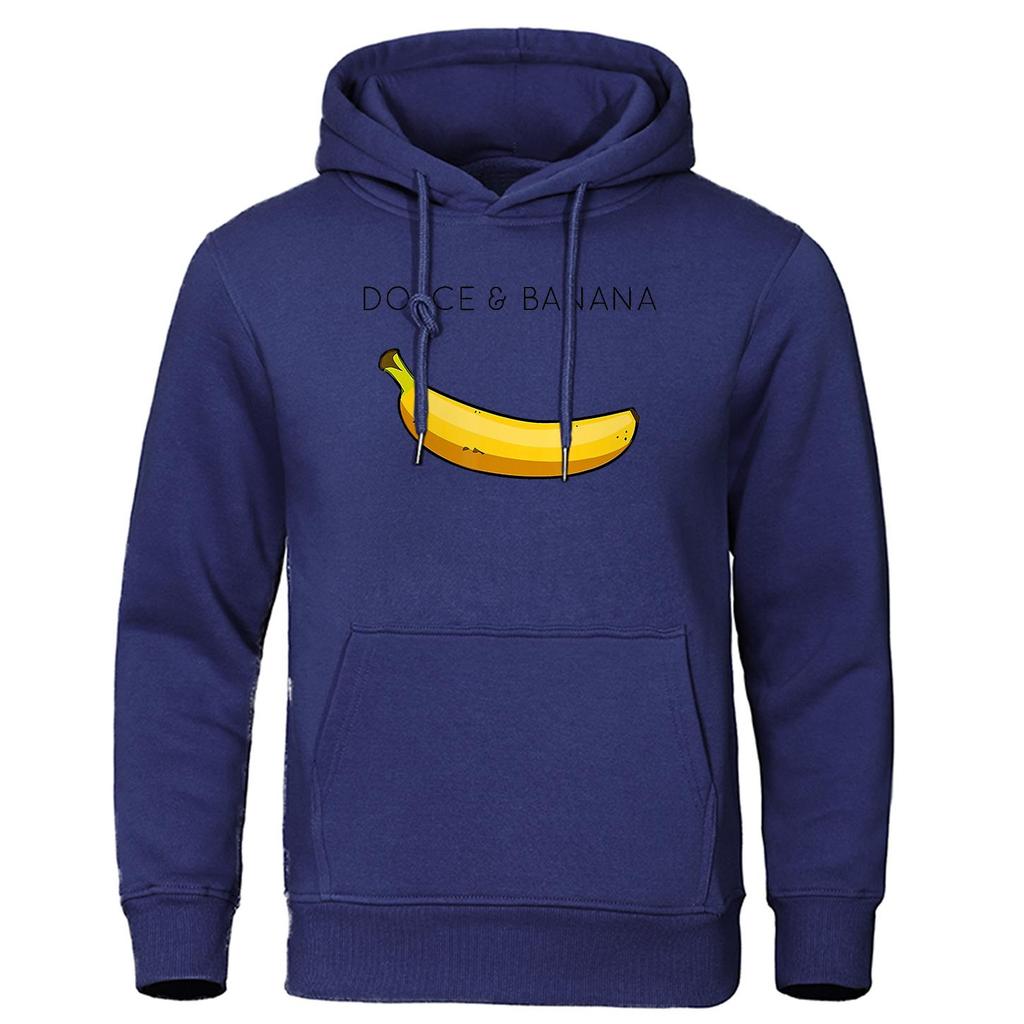 Dolce & Banana Hanorac pentru bărbați cu imprimeu drăguț, îmbrăcăminte casual lejeră, hanorace de modă din lână caldă, hanorac cu personalitate stradală hip hop