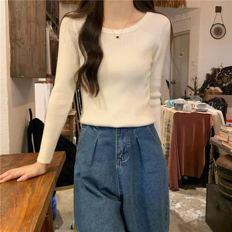 1116 New Slim-fitting Low-necked Sweater Women's Bottoming Sweater Autumn and Winter Long-sleeved Knitted Sweater