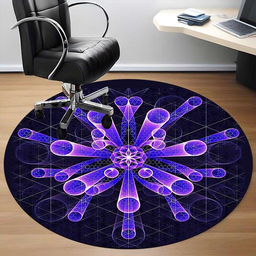 1pc Abstract Mandala Design Chair Carpet for Office - Indoor Non-Slip Washable Polyester Fiber Carpet, Soft Comfortable Mat For Office yy250928063