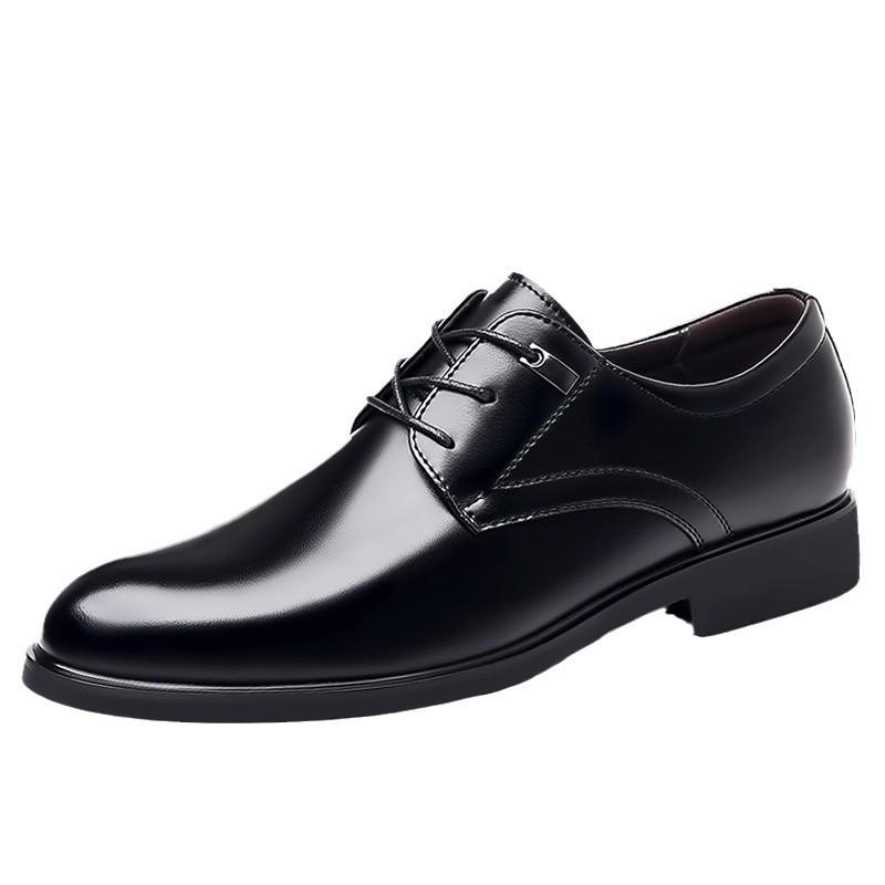 "Men's Size 50 Genuine Leather Dress Shoes with Height Increase - Trendy Autumn 2024 Wedding & Business Footwear"