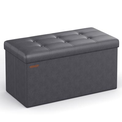 SONGMICS Mazie Collection Folding Storage Ottoman 300kg Weight Stool for Living Synthetic 76cm LSF040G01 - Bench, Capacity, Footrest/Storage Room,