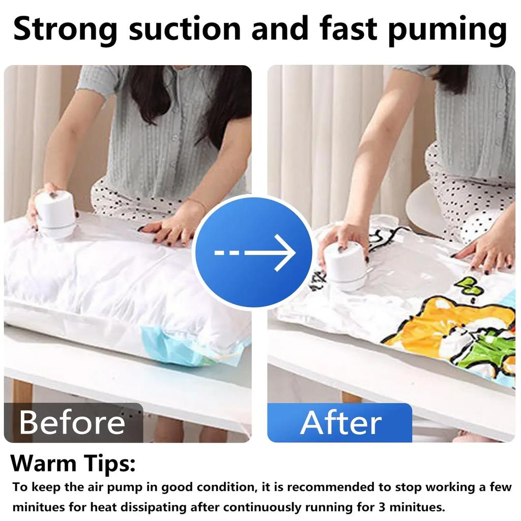 Electric Air Pump for Vacuum Bags, EUPlug, Suitable for Clothes Storage Bags Labor-saving Compression Tool