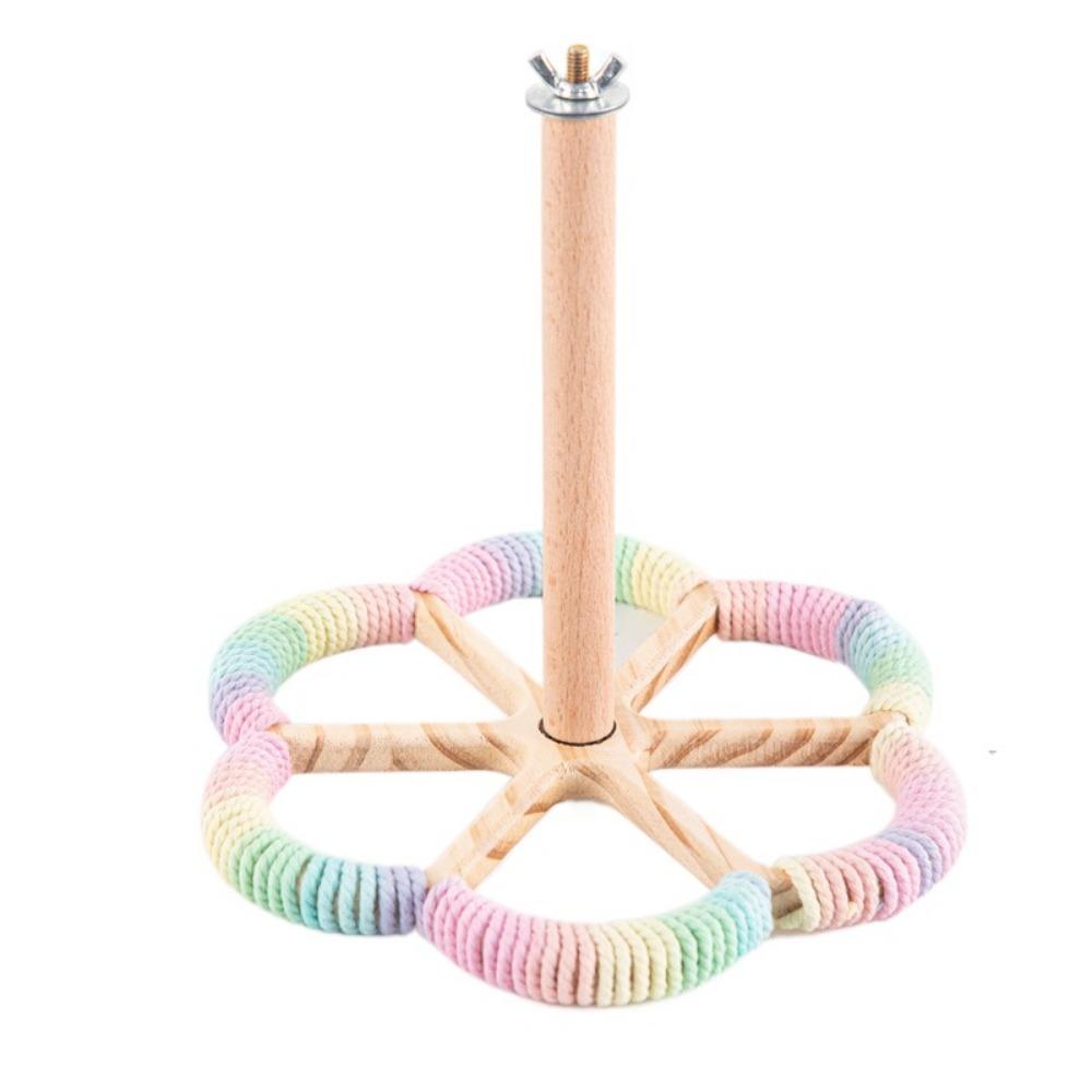 Solid Wood Wood Bird Training Stand Detachable Birds Grinding Perch Holder  Cockatoos