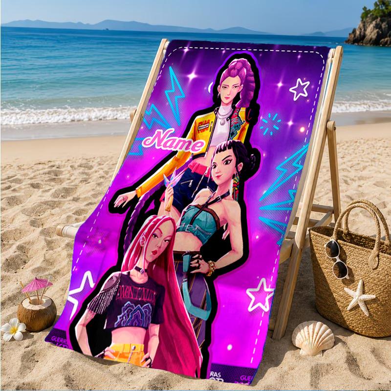 Custom Name Powerful KPop Fashion Beach Towel Microfiber Beach Towel, Lightweight and Quick-Dry, for Summer Travel, Swimming Pool Gift