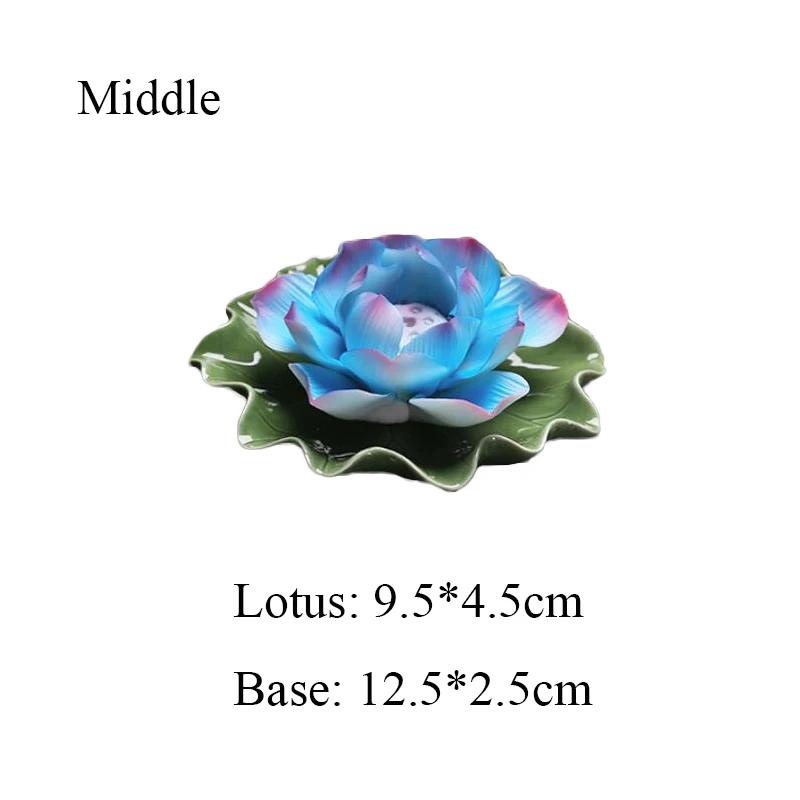 Y Handmade Large Lotus Flower Incense Burner Multi-Color Line Incense Holder Tea Room Office Home Decoration Buddha Home Decor