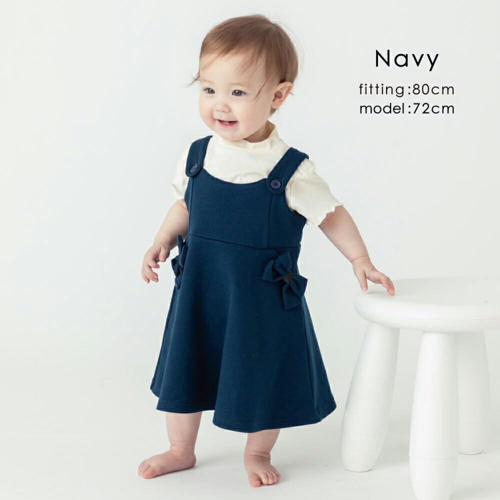 Ever Closet Clothing Girls Clothing Baby Baby Clothing Jumper Skirt Tops Baby Newborn Cotton Navy 80 [ever Closet] Children's One-piece