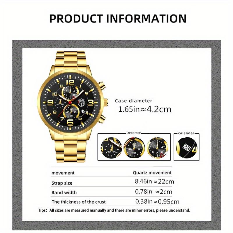 Wathes for Mens Fashion Business Stainless Steel Quartz Wristwatch Male Casual Sports Calendar Watch Luminous Clock
