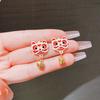 New Chinese style red lion stud earrings, festive earrings, fashionable versatile earrings for women