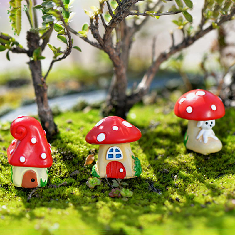 Good Mushroom House Resin Figurine Craft Plant Pot Fairy Garden Decor Garden Ornament