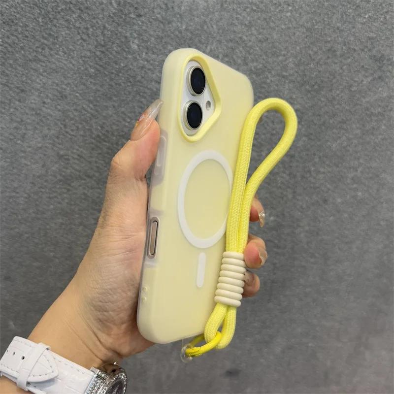 Soft With lanyard Silicone For Magsafe Case for For Iphone 17 16 15 14 Plus 13 12 11 Pro Max Wireless Charge Magnetic Cover