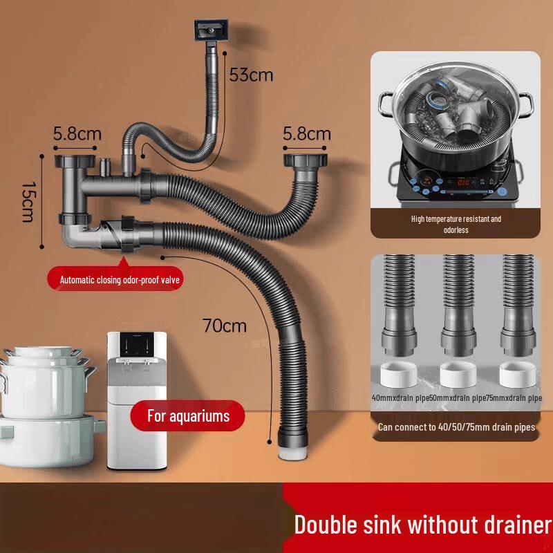 Double Sink Odor-Proof Drain Pipe Kit