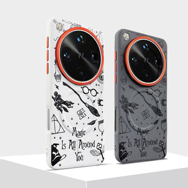Graffiti Case For Oppo Find X8 Pro X8s Plus X8 Ultra Magsafe Metal Lens Protection Frame Anti-slip Grip Plain Leather Cover