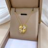 Cubic Zirconia Flower Pendant Necklace for Women 2025 New Fashion Stainless steel Jewelry Wedding Party Accessories