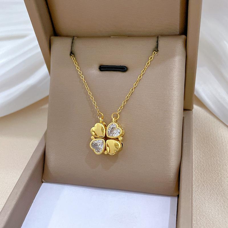 Cubic Zirconia Flower Pendant Necklace for Women 2025 New Fashion Stainless steel Jewelry Wedding Party Accessories