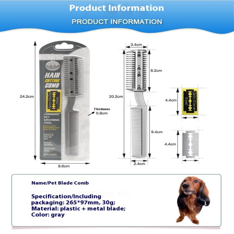 Pet Dog Hair Trimmer Comb Cutting Cut With 2 Blades Grooming Razor Thinning Dog Cat Combs Dog Cat Hair Remover Hair Brush Comb