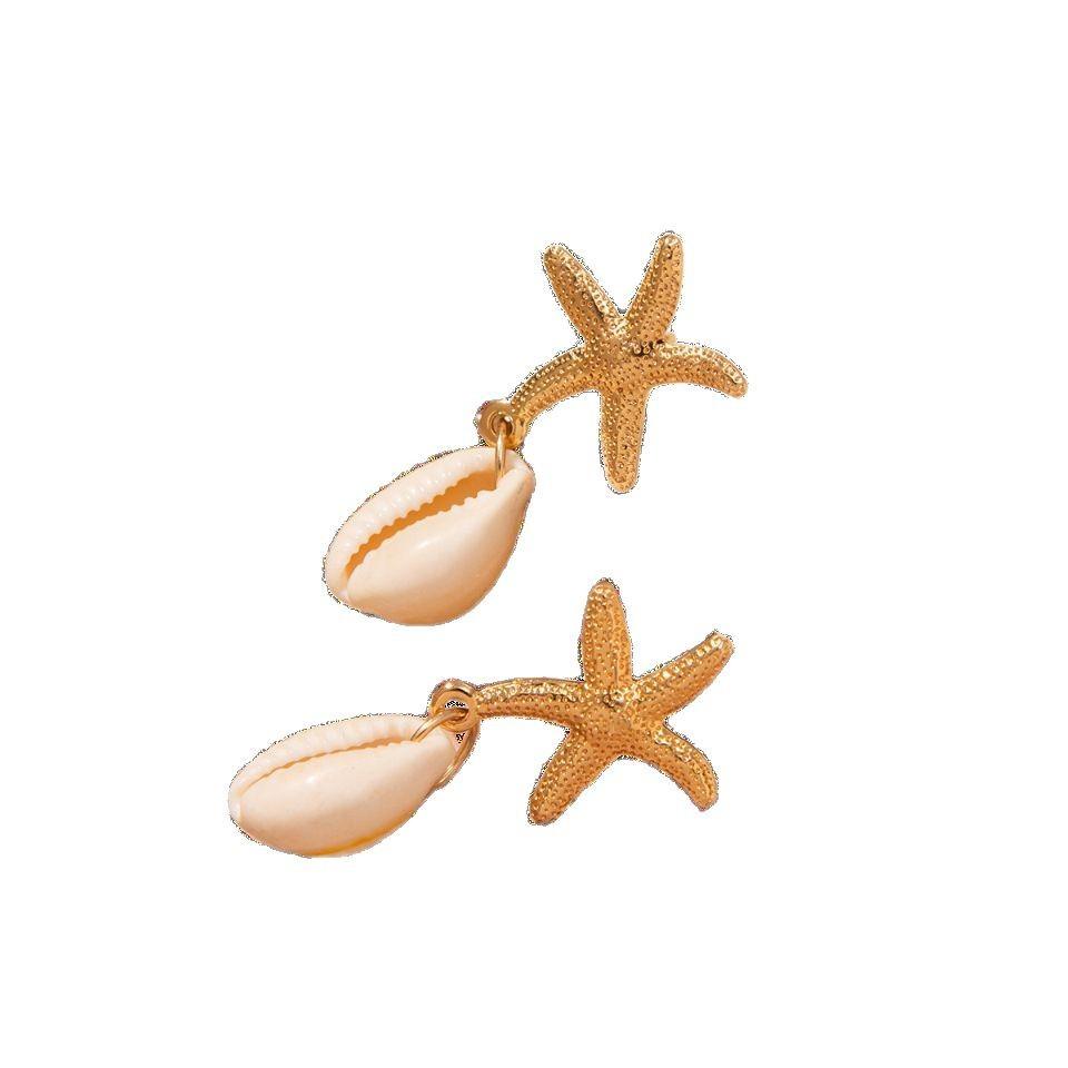 Ocean Vacation Wind Starfish Pendant Earrings Women Ins Wind Niche Temperament Shell Earrings Tide