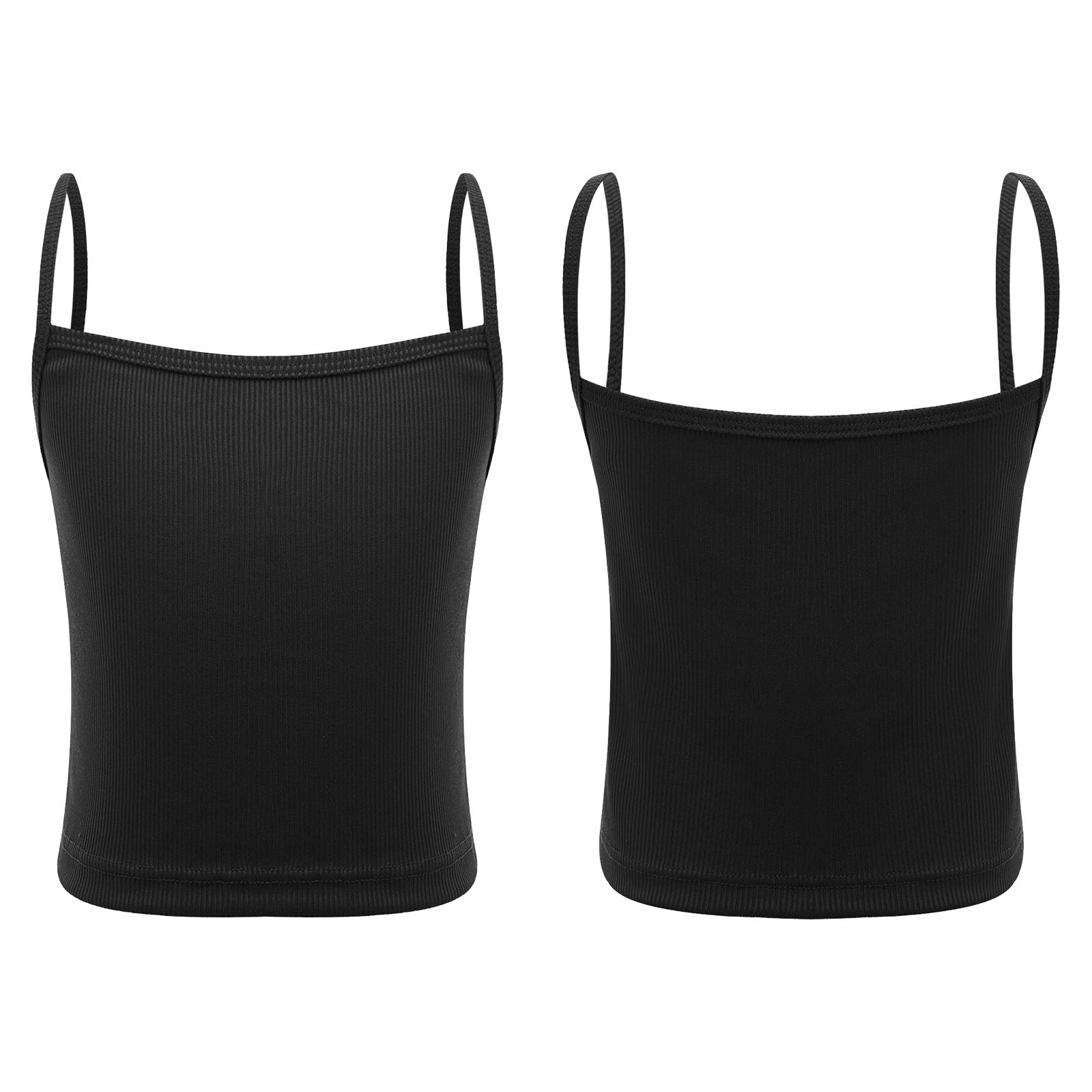 

Дитяча безрукавка в рубчик - М який кроп-топ на тонких бретелях для дівчаток для танців та спорту L чорний