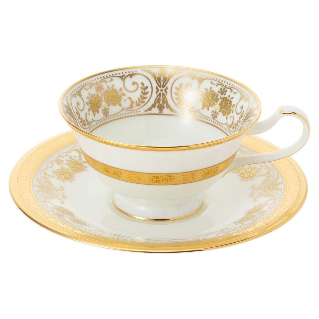 Noritake Georgian Palace Bone China Cup and Saucer (for Both Coffee and Tea), 220cc, T59587/4858