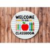 Vintage Metallplåtskylt Välkommen Till Vårt Klassrum Krans Halloween Väggdekor Plakett För Vardagsrum Sovrum Kök Badrum