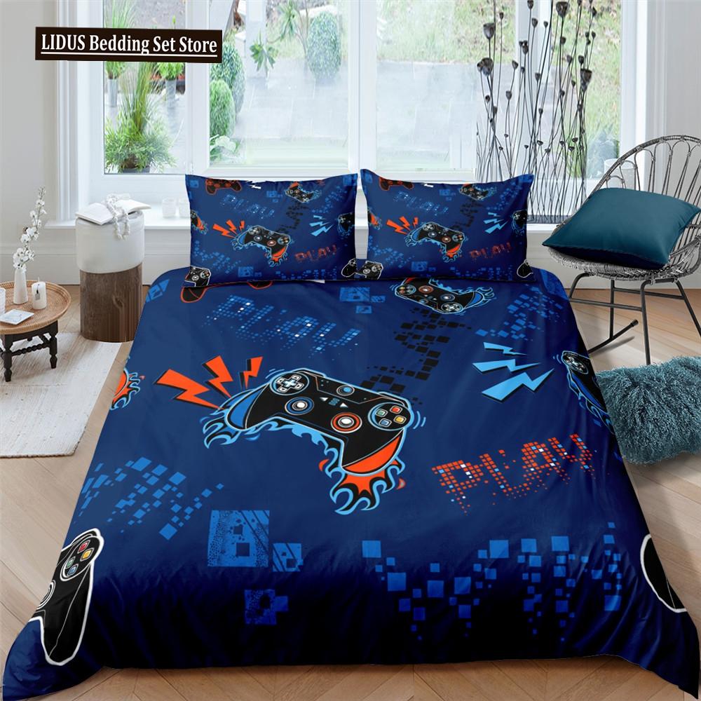 3D Printed Game Bedding Set Adults Teens Gamer Queen King Full Single Size Polyester Duvet Cover Set With Pillowcase Bedclothes