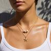 Youthway Double-layer Conch Starfish Pearl Peadant Necklace For Women New 18K Gold PVD Plated Stainless Steel Beach Jewelry