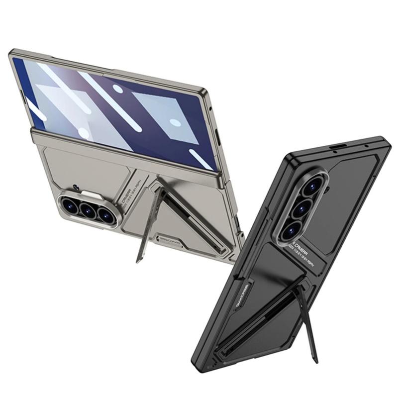 For Samsung Galaxy Z Fold 7 6 5G with Screen Glass 360 Protective Magnetic Hinge Mecha-style Multi-angle Bracket Protect Case